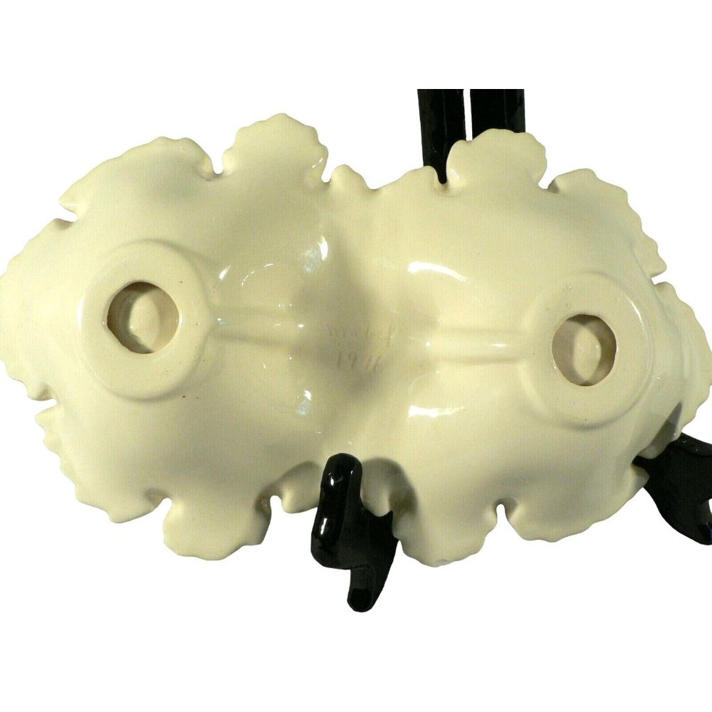 Porcelain candy nut dish Mabel 1976 handle double divisions bottom signed - Picture 7 of 11